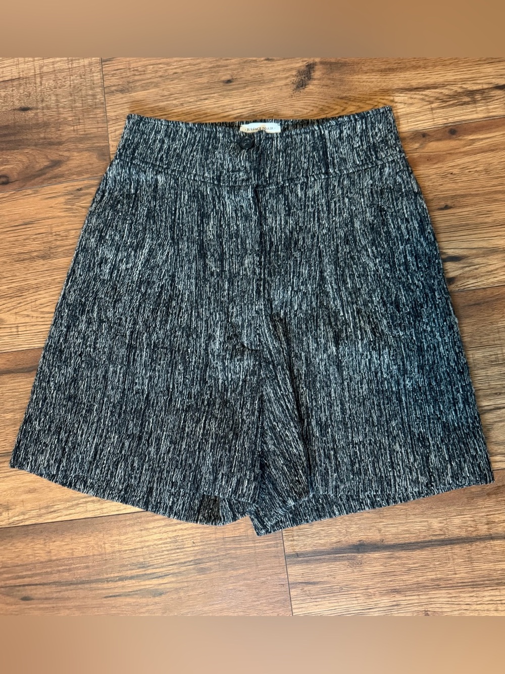 Surface to Air Black White Marled Knit Shorts Wool Cotton Blend Sz 6 $294 EUC